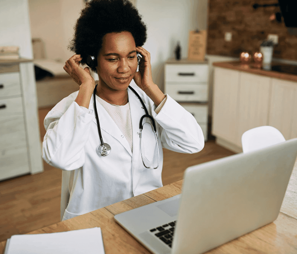Healthcare professional providing telehealth support